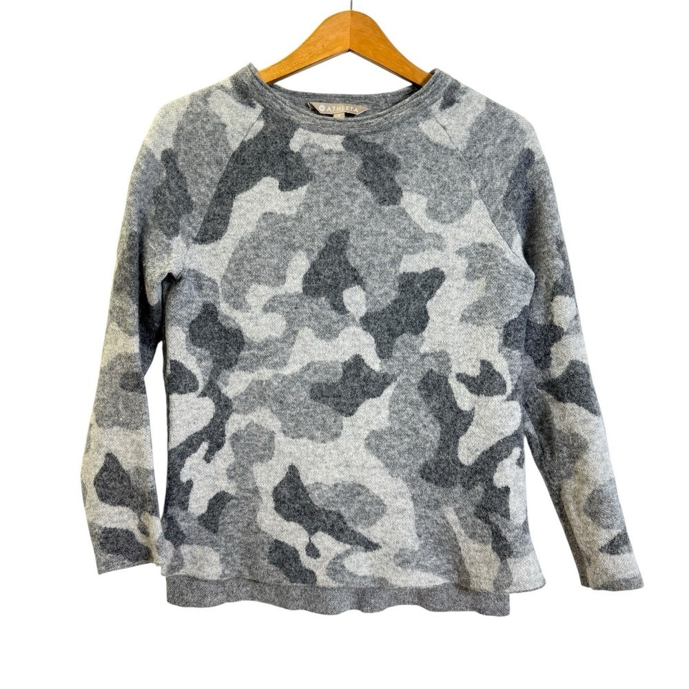 Athleta Camouflage Sweater Women "S" Pre-Owned Pullover Grey Alpaca Merino Wool